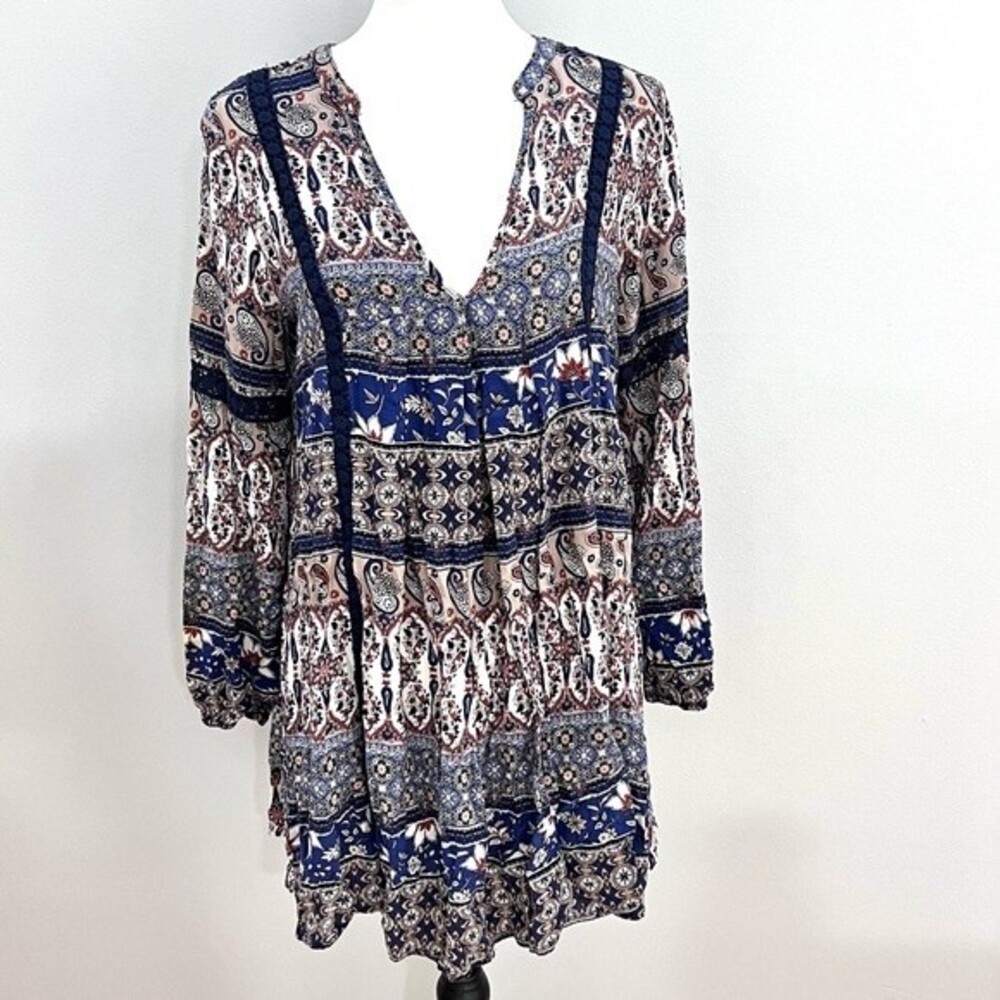 Altar’d State long sleeve boho mini dress size small